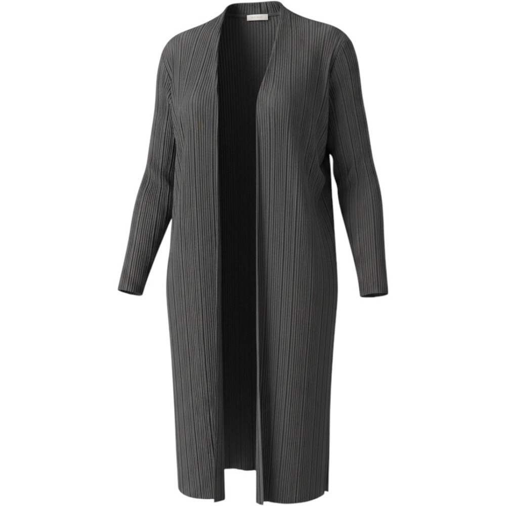 J Jill Pure Jill Elements Plisse Duster Cardigan Sz M Petite Gray Pleat Longline